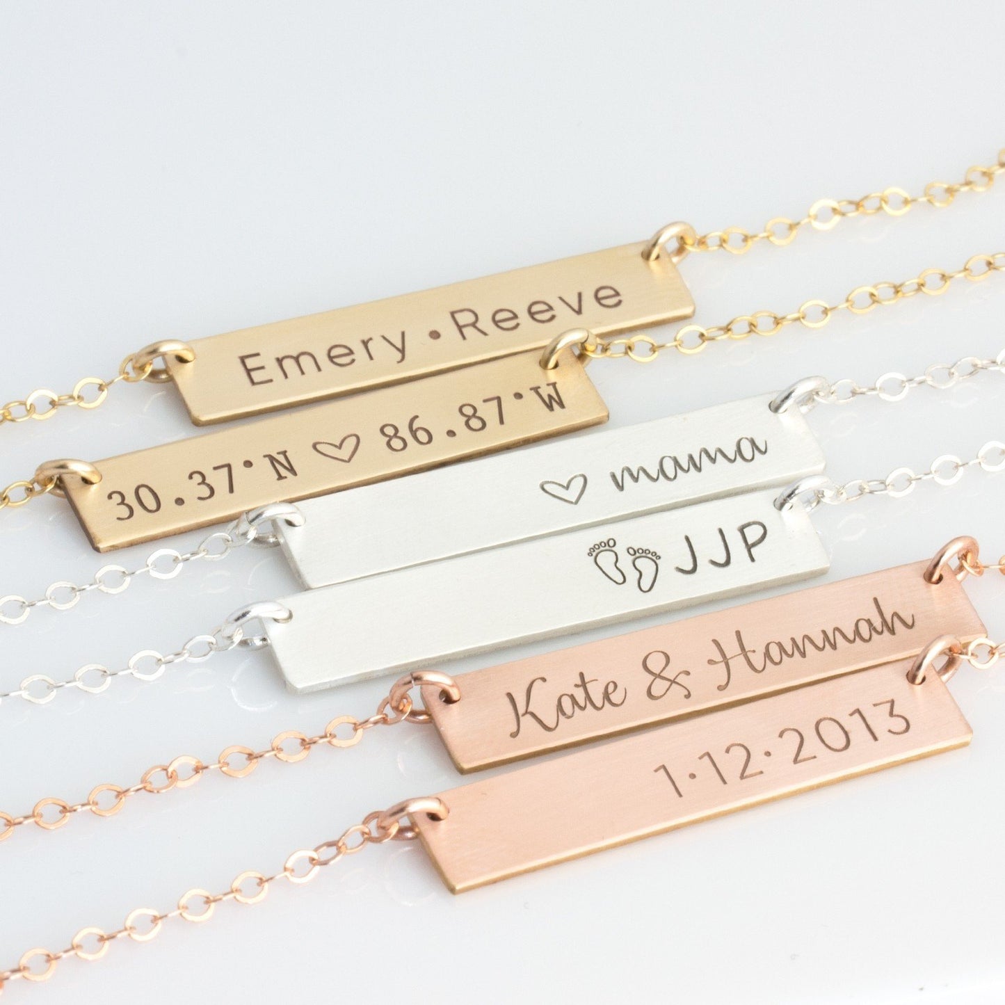 Stainless steel silver gold bar pendant with free name engraving, gift idea, in-house engraving Hashtag Bamboo, fast shipping anywhere in SA.