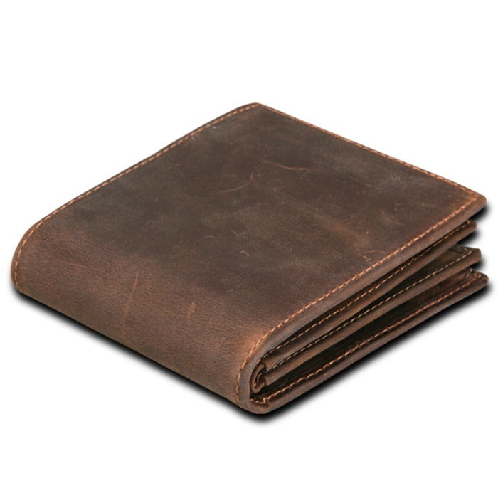 Men's Genuine Leather Wallet RFID Blocking VINTAGE BROWN
