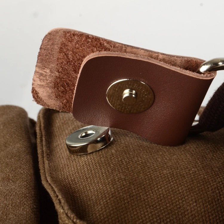 TANTOR COFFEE Canvas & Vegan Leather Satchel Bag Vintage