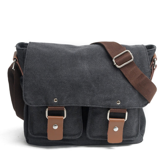 TANTOR GREY Canvas & Vegan Leather Satchel Bag