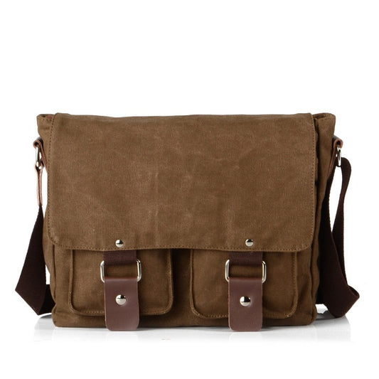 TANTOR COFFEE Canvas & Vegan Leather Satchel Bag Vintage