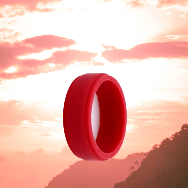 Silicone Ring 8mm Bevelled Edge Red - Hashtag Bamboo