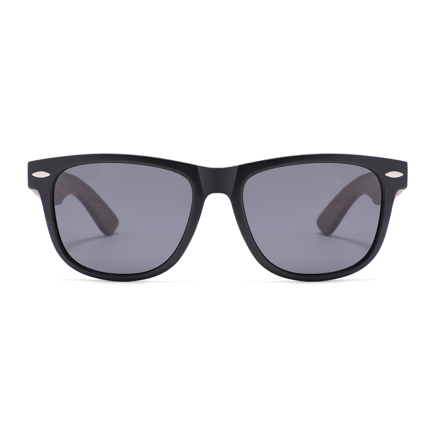 VAYA MATT BLACK Sunglasses Polarised Grey Lens Wooden Arms