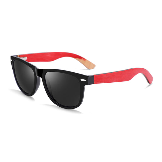 VAYA RED SKATEBOARD Sunglasses Polarised Grey Lens Wooden Arms - Hashtag Bamboo