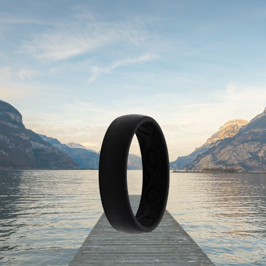 Silicone Ring 5mm Breathable Grooves Black - Hashtag Bamboo