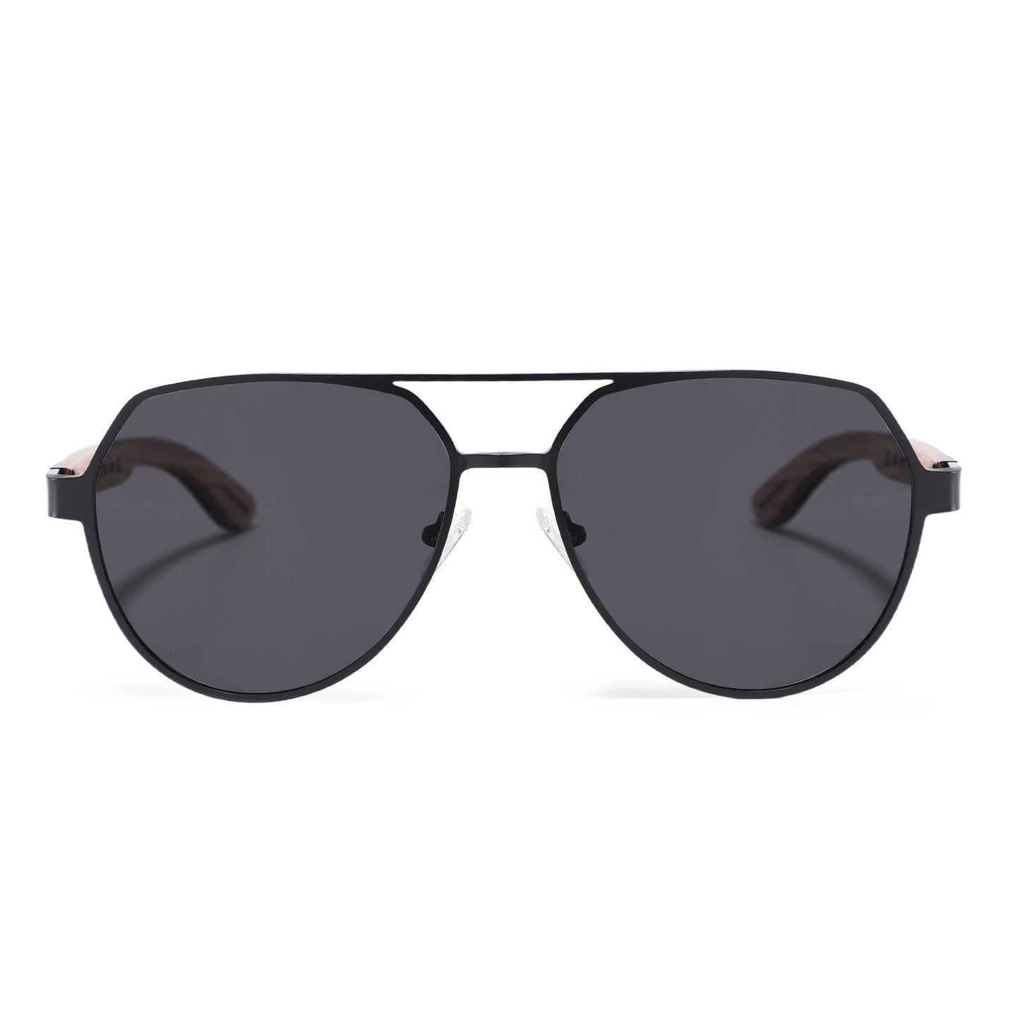 CRUZ BLACK Aviator Reinvented Polarized Sunglasses Wooden Arms - Hashtag Bamboo