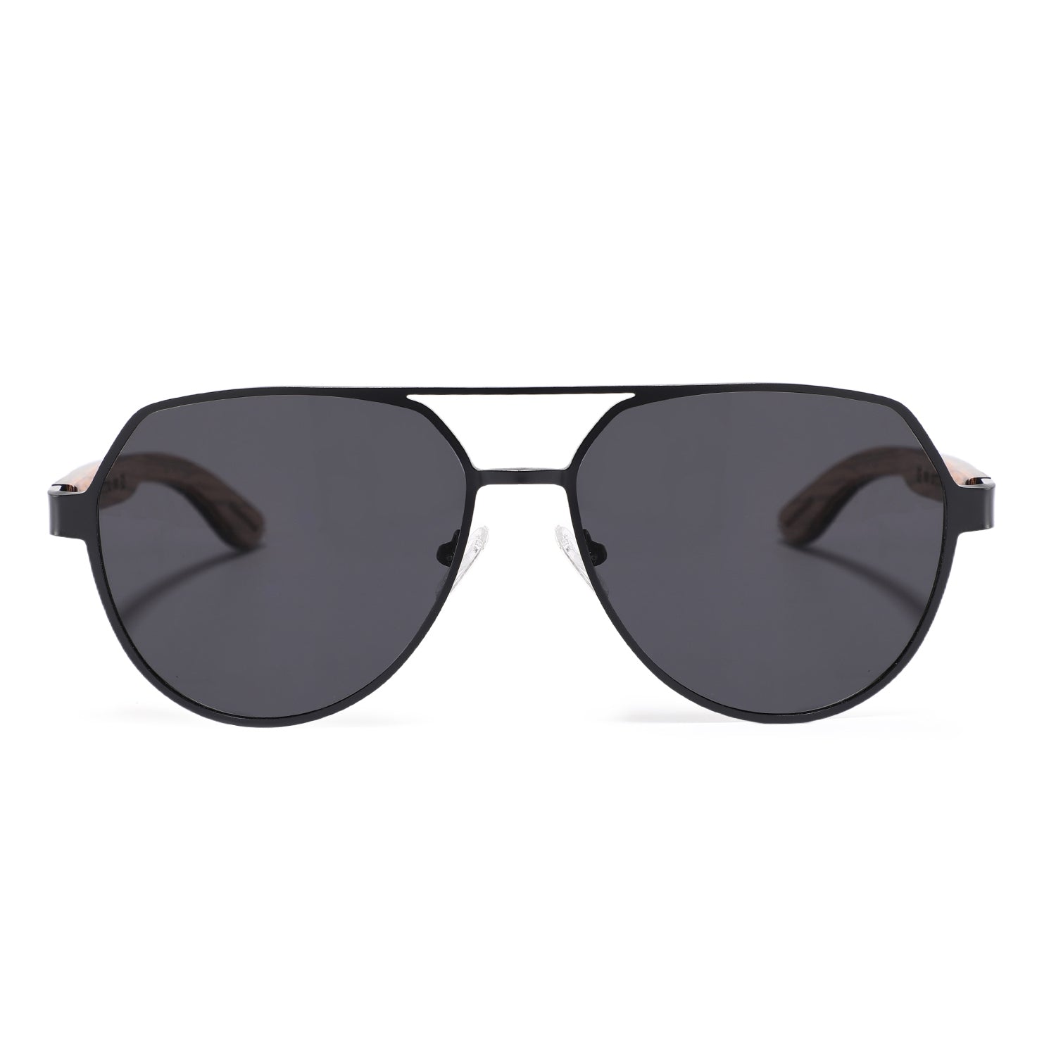 CRUZ BLACK Aviator Reinvented Polarized Sunglasses Wooden Arms - Hashtag Bamboo