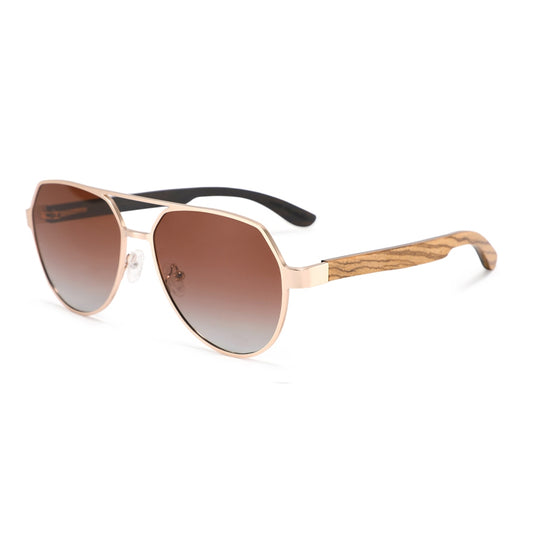 CRUZ BROWN Aviator Reinvented Polarized Sunglasses Wooden Arms - Hashtag Bamboo