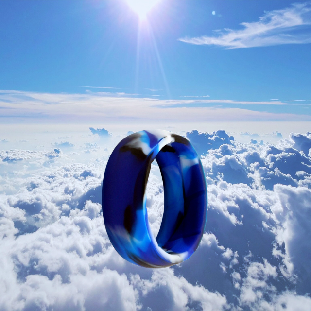 Silicone Ring 9mm Smooth Blue Camo - Hashtag Bamboo