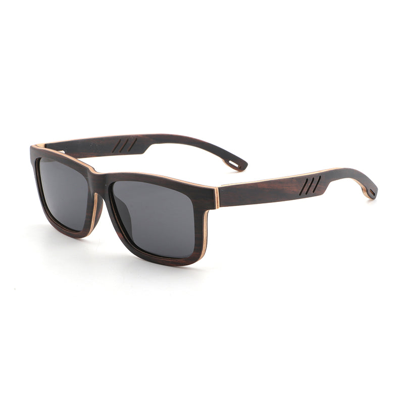 Brill Ebony Maple Wooden Sunglasses with polarised grey lens by Hashtag Bamboo