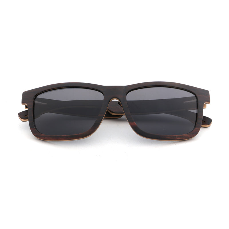 Brill Ebony Maple Wooden Sunglasses with polarised grey lens by Hashtag Bamboo