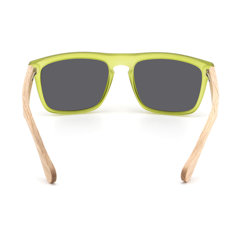 MANSHADY LIME Men's Sunglasses Grey Polarised Lens Wooden Arms