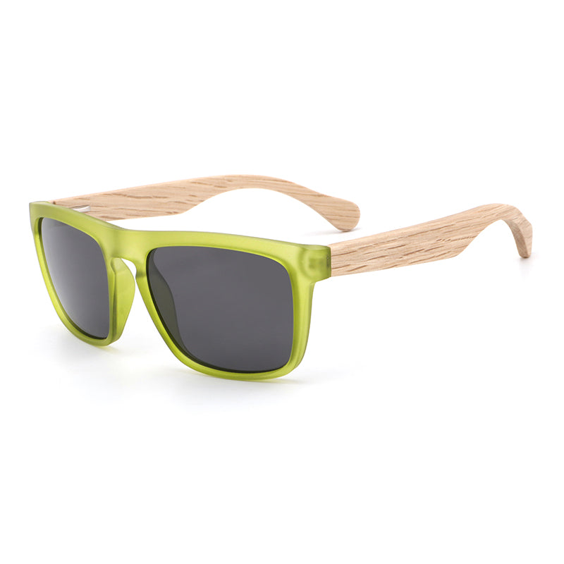 MANSHADY LIME Men's Sunglasses Grey Polarised Lens Wooden Arms