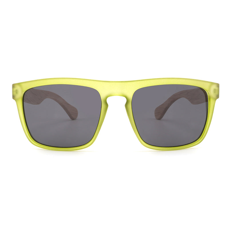 MANSHADY LIME Men's Sunglasses Grey Polarised Lens Wooden Arms