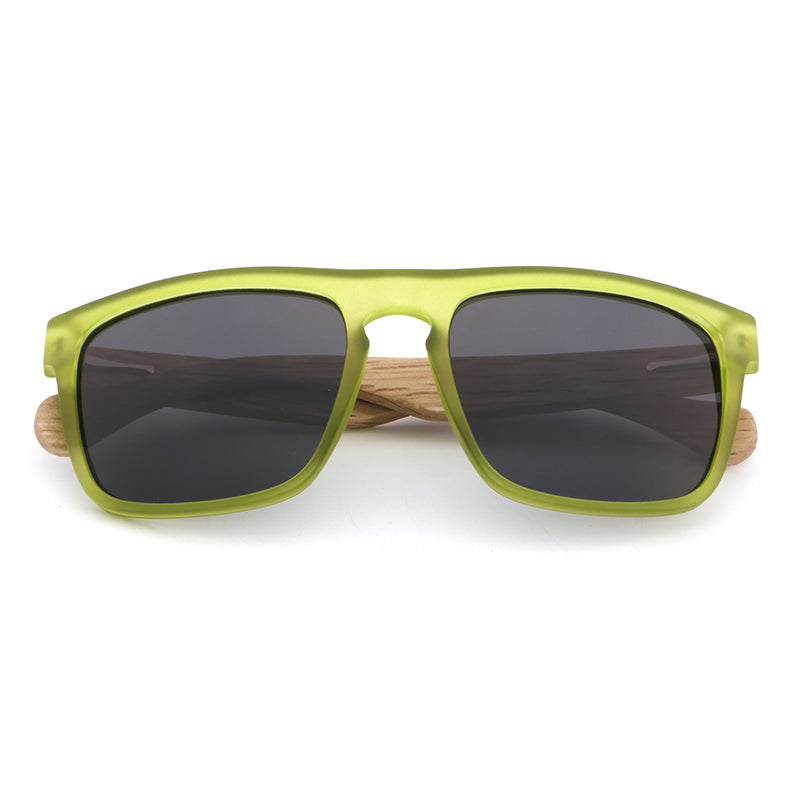 MANSHADY LIME Men's Sunglasses Grey Polarised Lens Wooden Arms