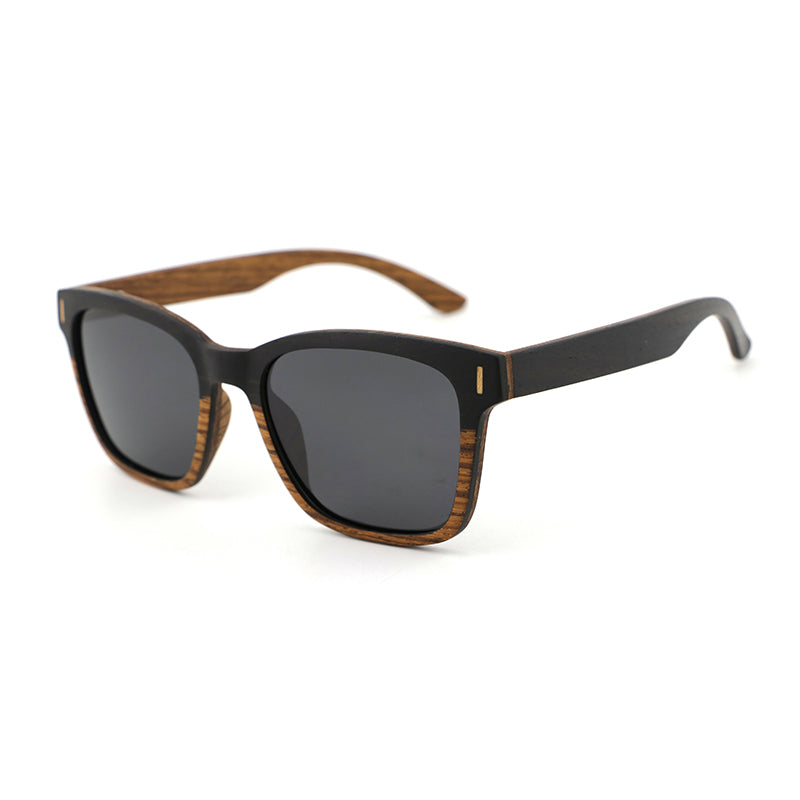Dualis two-tone wooden sunglasses with ebony frame and zebrawood detail