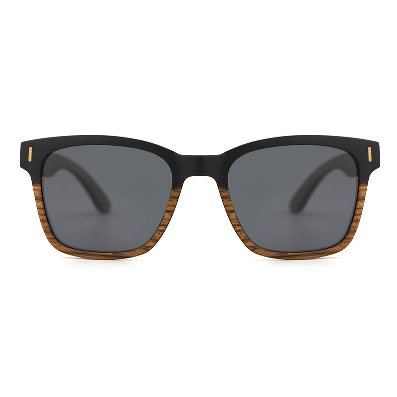 Unisex polarised wooden sunglasses crafted from ebony and zebrawood
