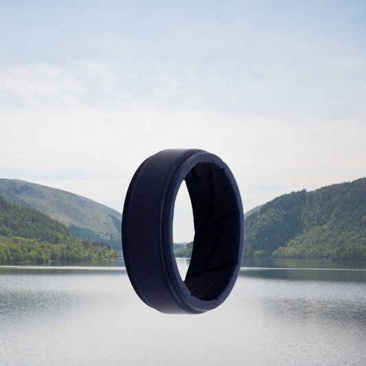 Silicone Ring 8mm Bevelled Edge Navy - Hashtag Bamboo