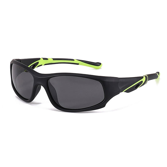 ECO-RACERS Black & Green Children's Active Sports Sunglasses #Bamboo Kids