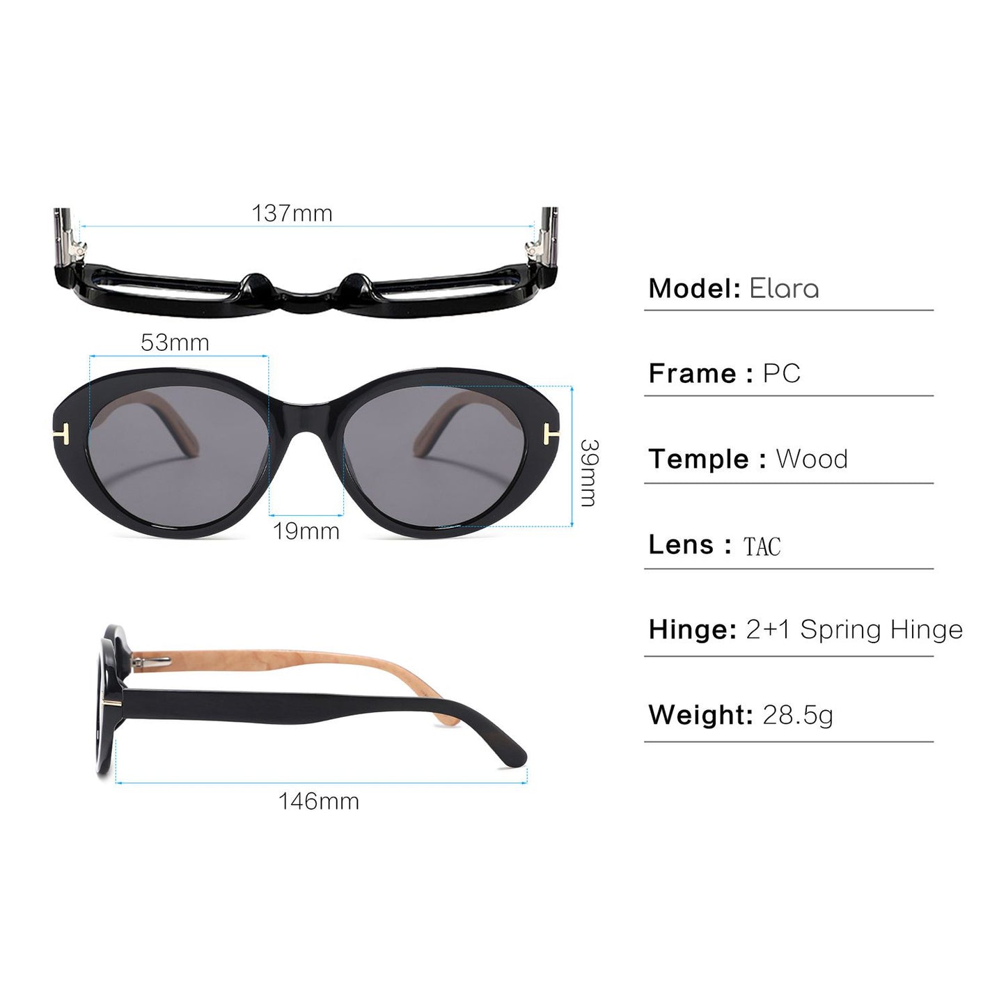 ELARA Deep Rose Polarised Ladies Sunglasses | Wooden Arms - Hashtag Bamboo