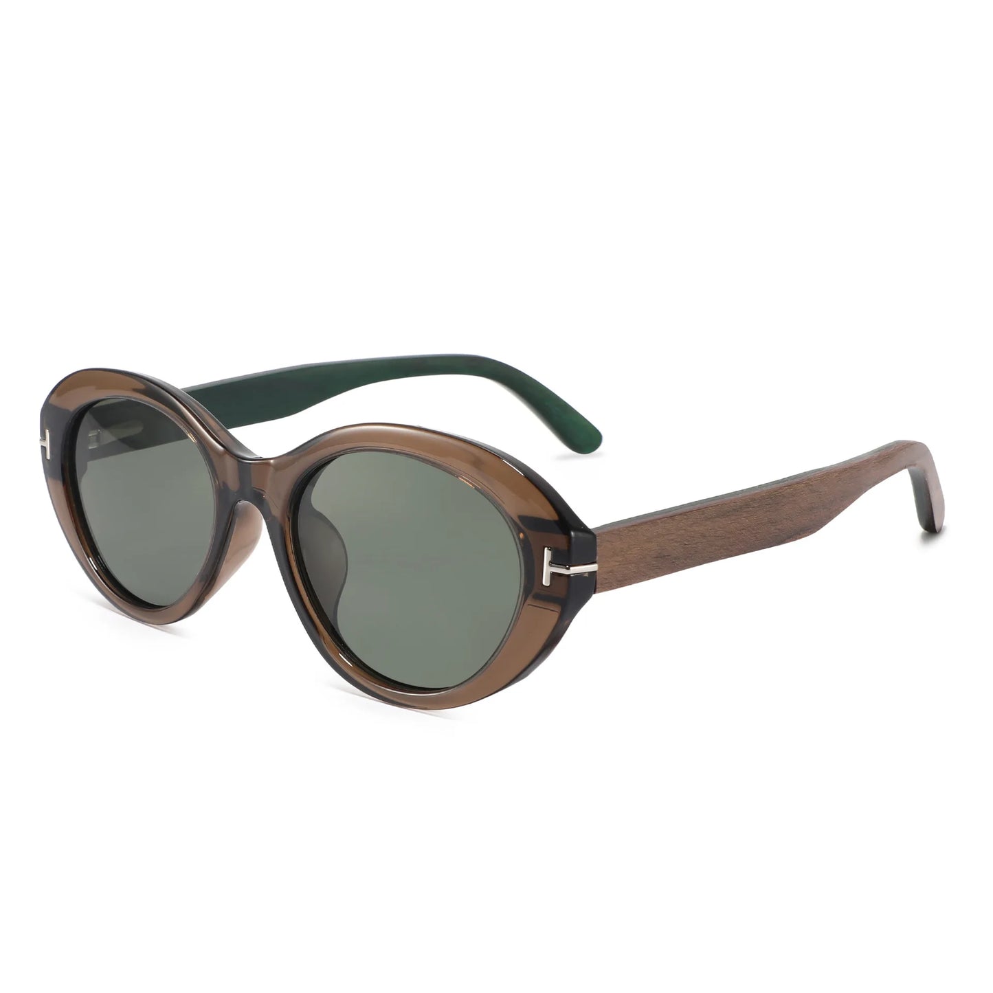 ELARA Amber Olive Polarised Ladies Sunglasses | Wooden Arms - Hashtag Bamboo