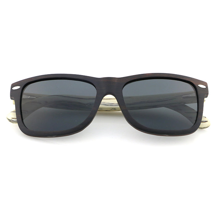 JACKMAN EBONY WHITE GREY Men's Wooden Sunglasses Polarised Lens
