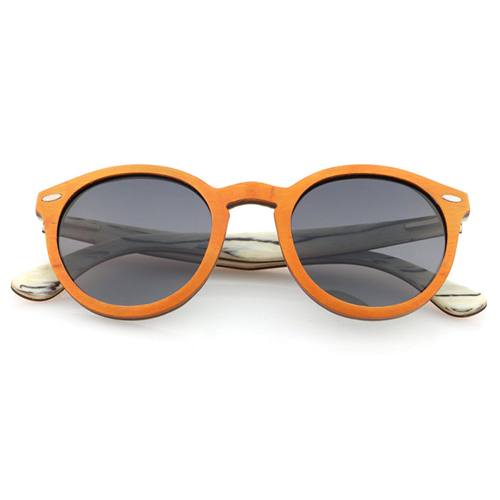 CORANA ORANGE GREY Gradient Wooden Sunglasses Polarised Lens. Personalise them for only R50.
