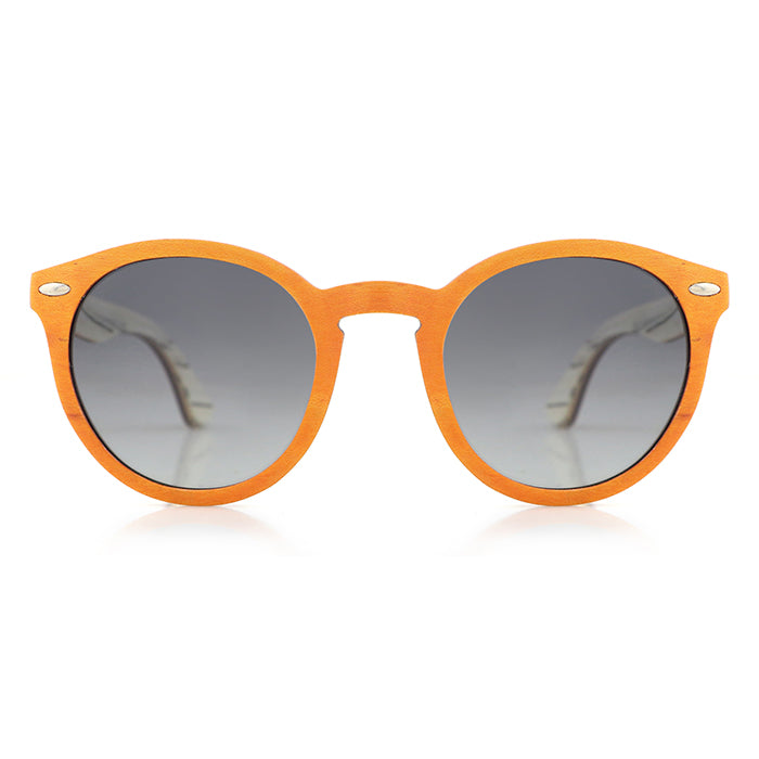 CORANA ORANGE GREY Gradient Wooden Sunglasses Polarised Lens. Personalise them for only R50.