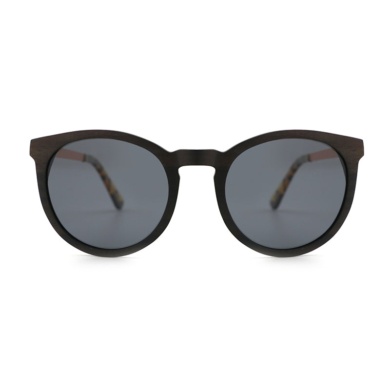 REBECCA EBONY Ladies Wooden Sunglasses Grey Polarised Lens