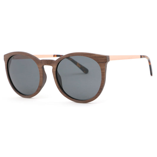 REBECCA WALNUT GREY Wooden Ladies Sunglasses Polarised Lens