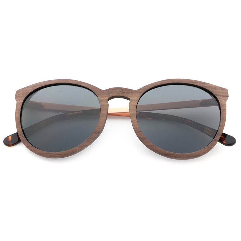 REBECCA WALNUT GREY Wooden Ladies Sunglasses Polarised Lens