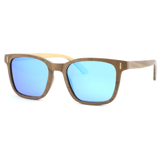 KENYA WALNUT BLUE Sunglasses Wood Polarised Mirror Lens