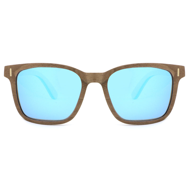 KENYA WALNUT BLUE Sunglasses Wood Polarised Mirror Lens