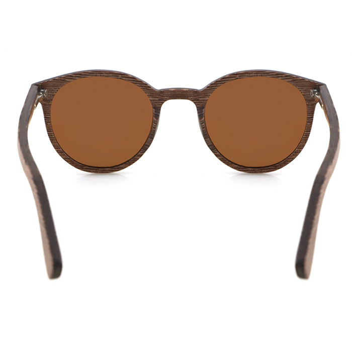 AVELINE MAPLE BROWN Round Wooden Sunglasses Polarised Lens