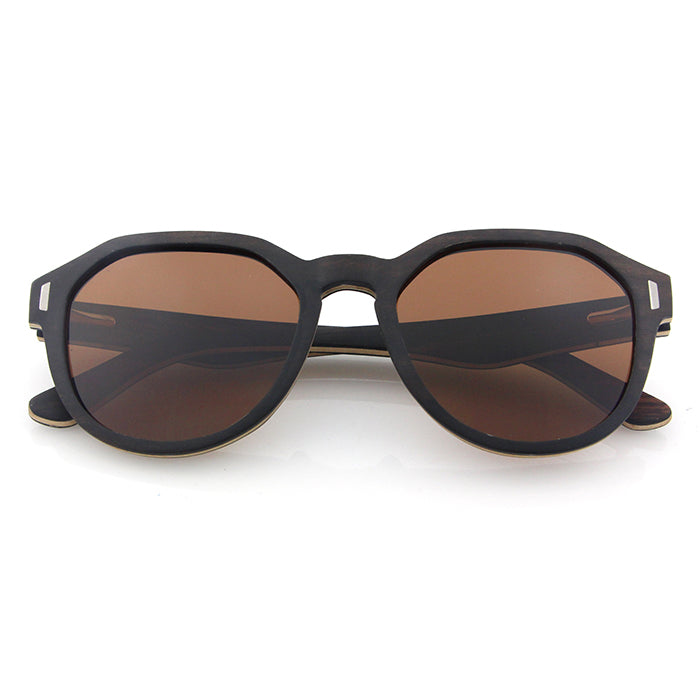 AURORA EBONY BROWN Solid Wood Ladies Sunglasses Polarized Lenses