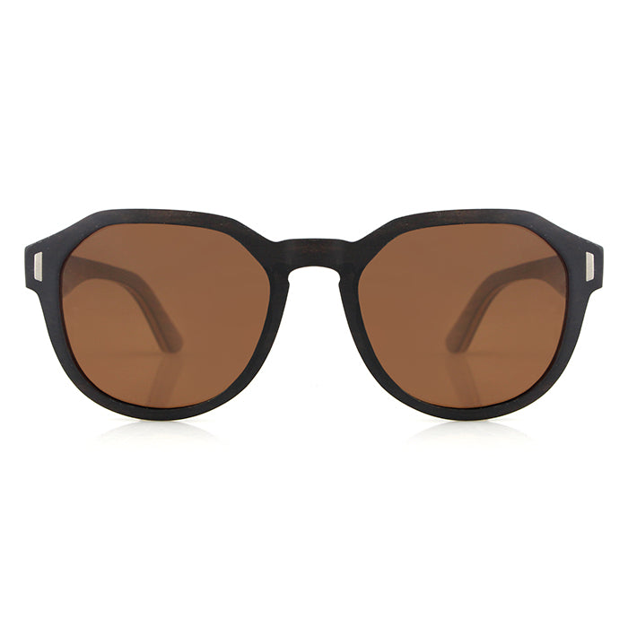 AURORA EBONY BROWN Solid Wood Ladies Sunglasses Polarized Lenses