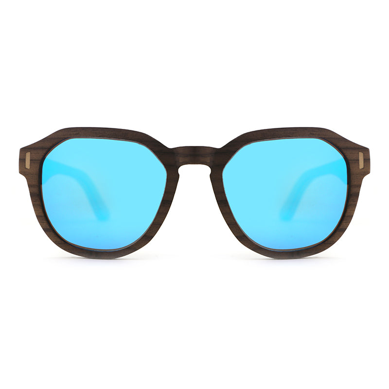 AURORA WALNUT BLUE Ladies Wooden Sunglasses Polarised Lens