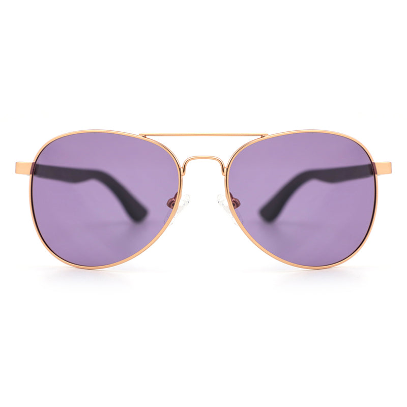 MAVERICK LILAC Aviator Sunglasses Polarised Lens Wooden Arms