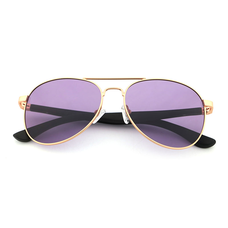 MAVERICK LILAC Aviator Sunglasses Polarised Lens Wooden Arms