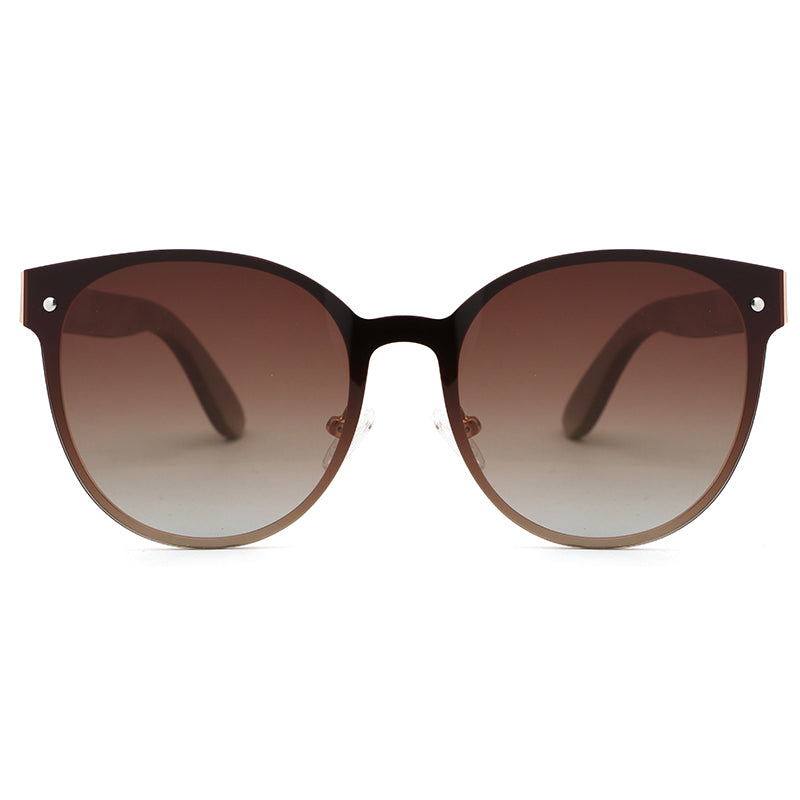 GLAM BROWN Polarized Sunglasses Stainless Steel with Wooden Arms