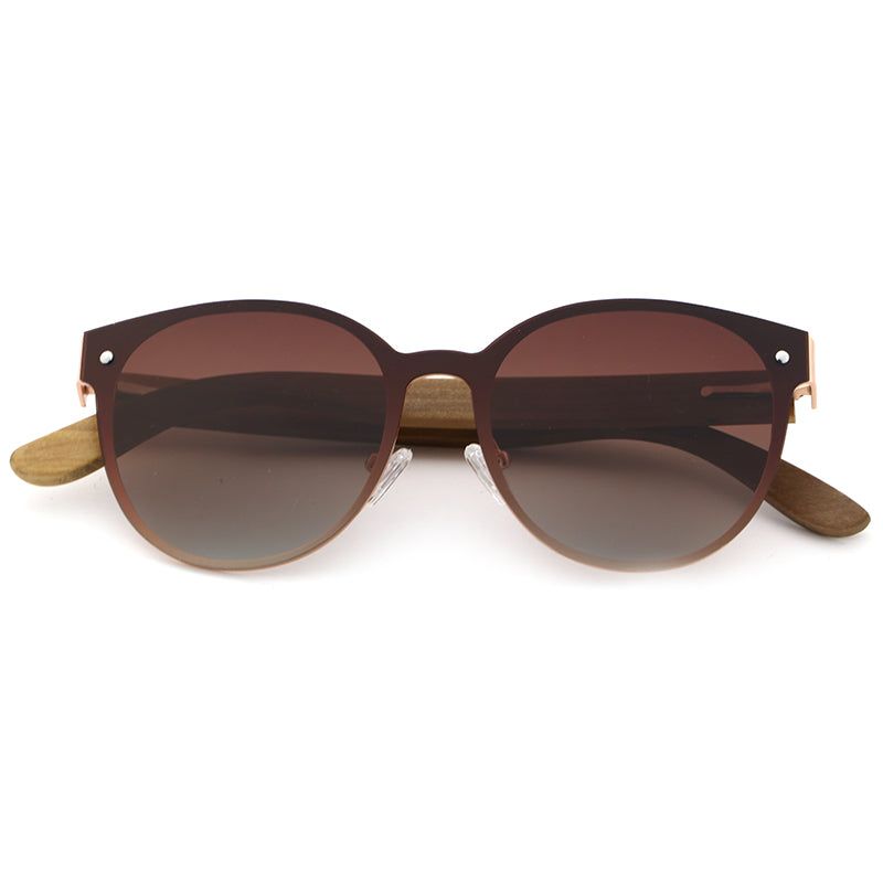 GLAM BROWN Polarized Sunglasses Stainless Steel with Wooden Arms