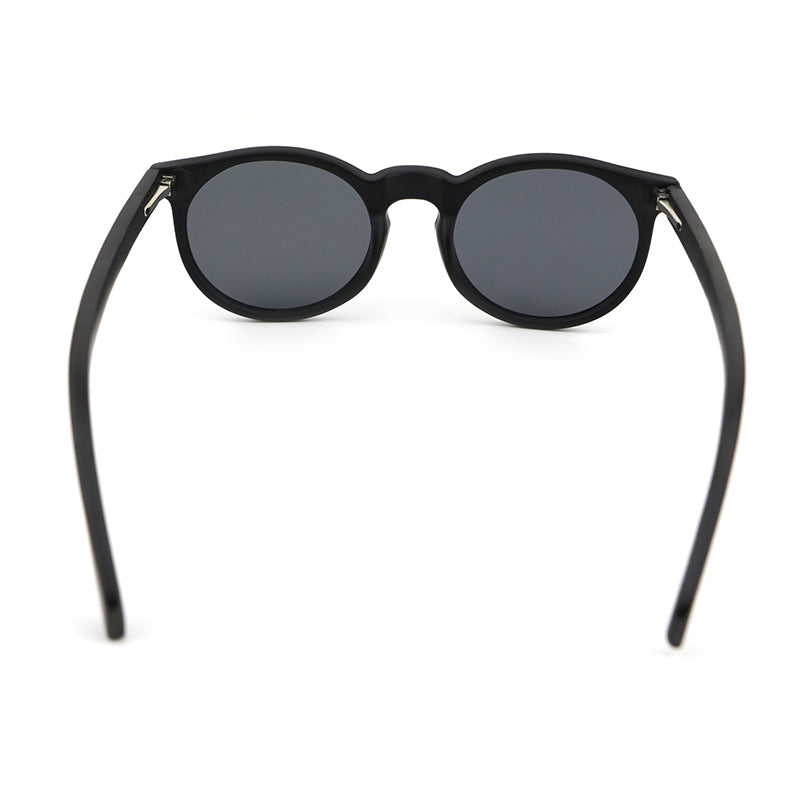 IVY BLACK Round Sunglasses Polarised Lens Wooden Arms