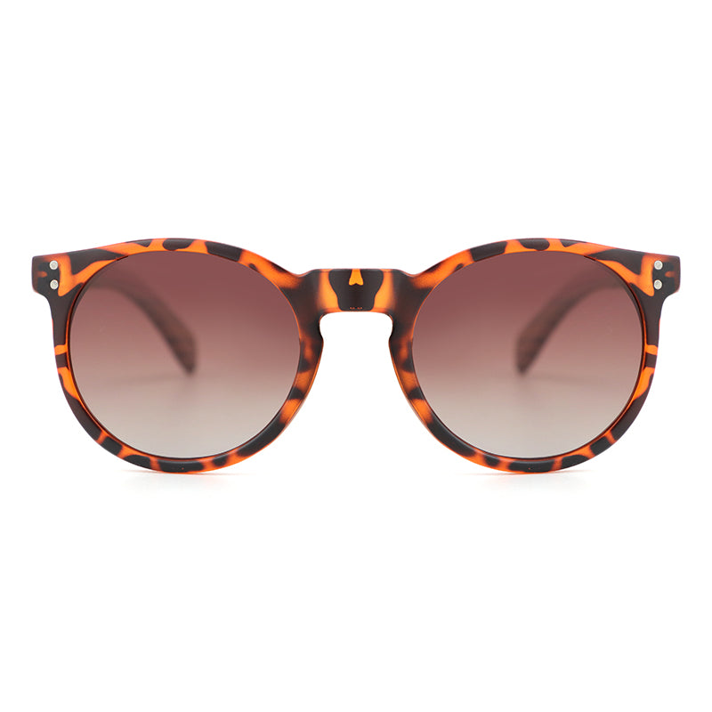 IVY BROWN Round Sunglasses Polarised Lens Wooden Arms