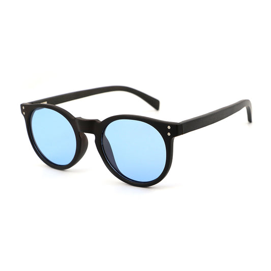 IVY BLUE Round Sunglasses Polarised Lens Wooden Arms