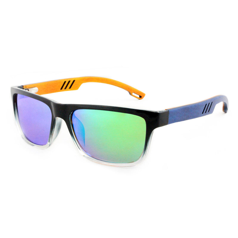 COLBY GREEN Sporty Sunglasses Polarised Lens Funky Wooden Arms