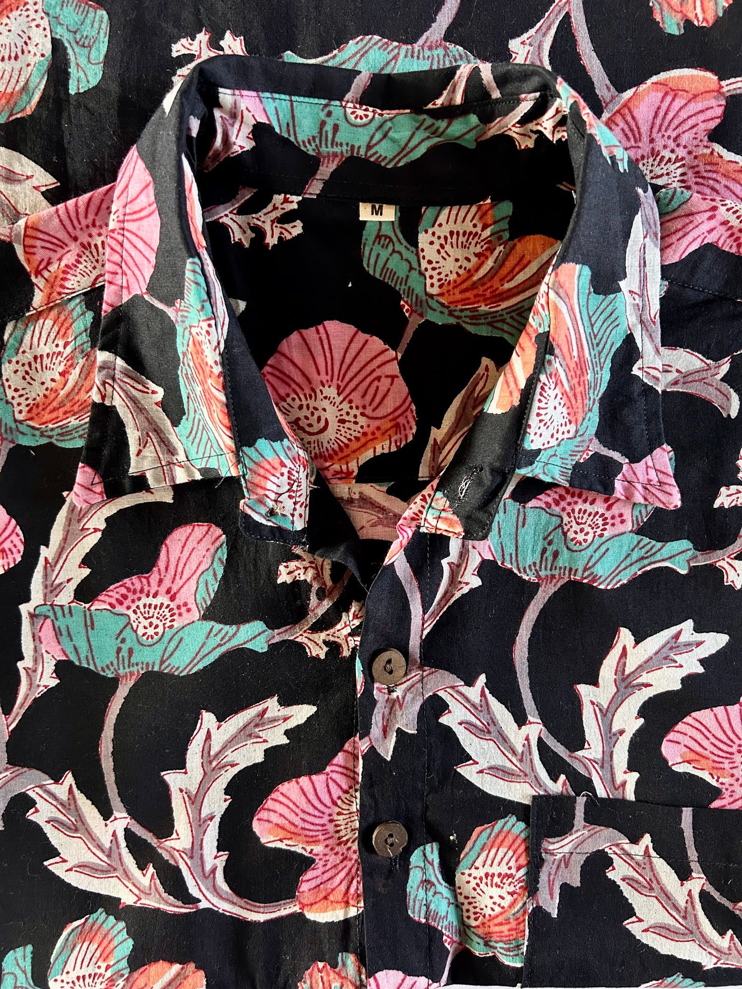 Men's Printed 100% Cotton Shirt | Midnight Botanical