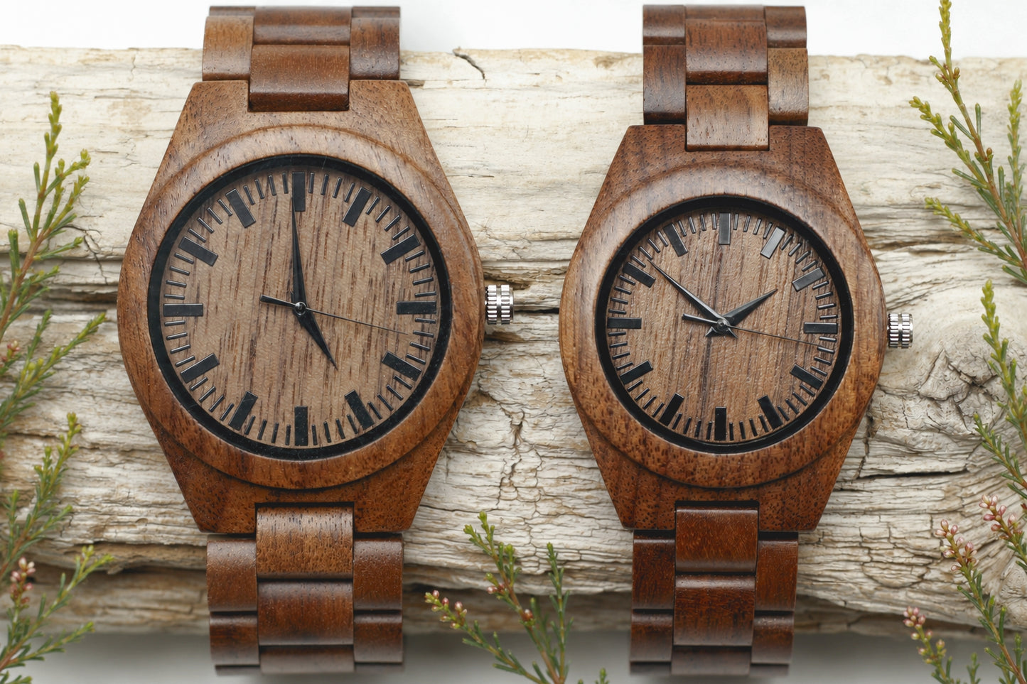 FENN WALNUT COUPLES Matching His & Hers Wooden Watches