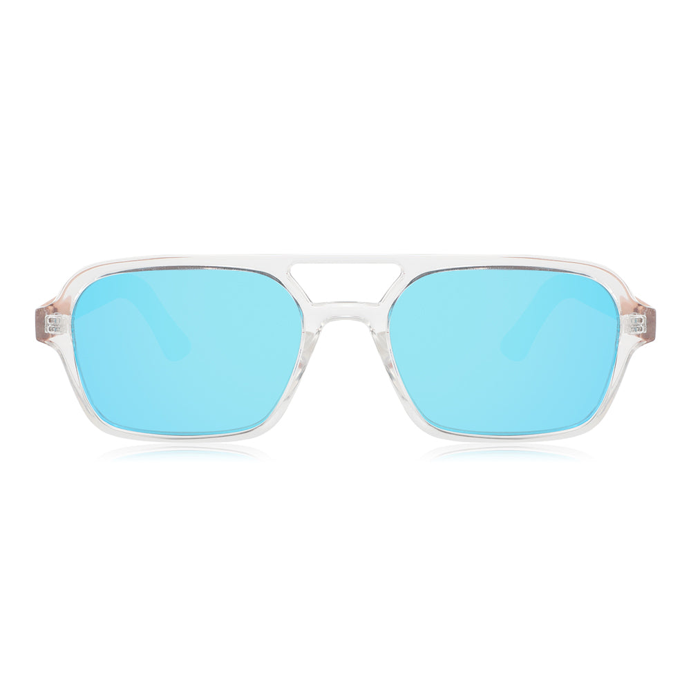 FINLEY BLUE Sunglasses Polarised Lens Trendy Wooden Arms