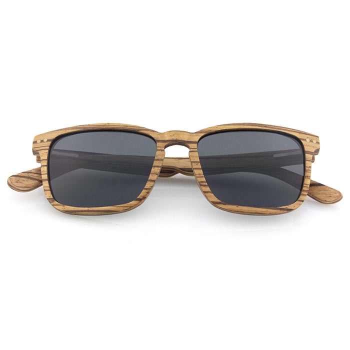 FOXIE ZEBRA GREY Wooden Sunglasses Polarised Lens