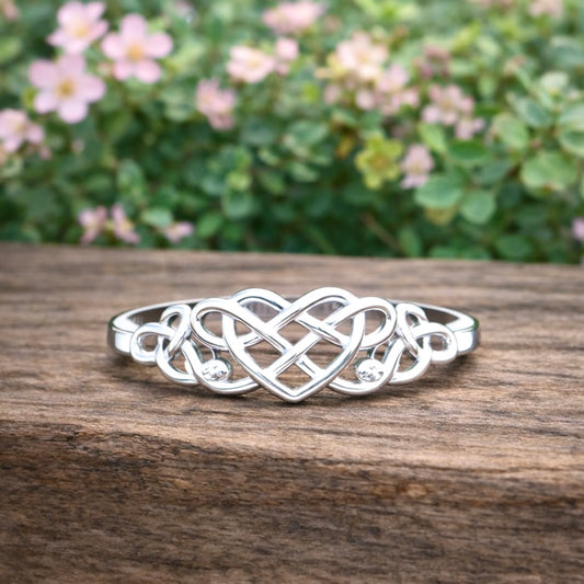 LADIES RING 925 Sterling Silver Celtic Heart - Hashtag Bamboo